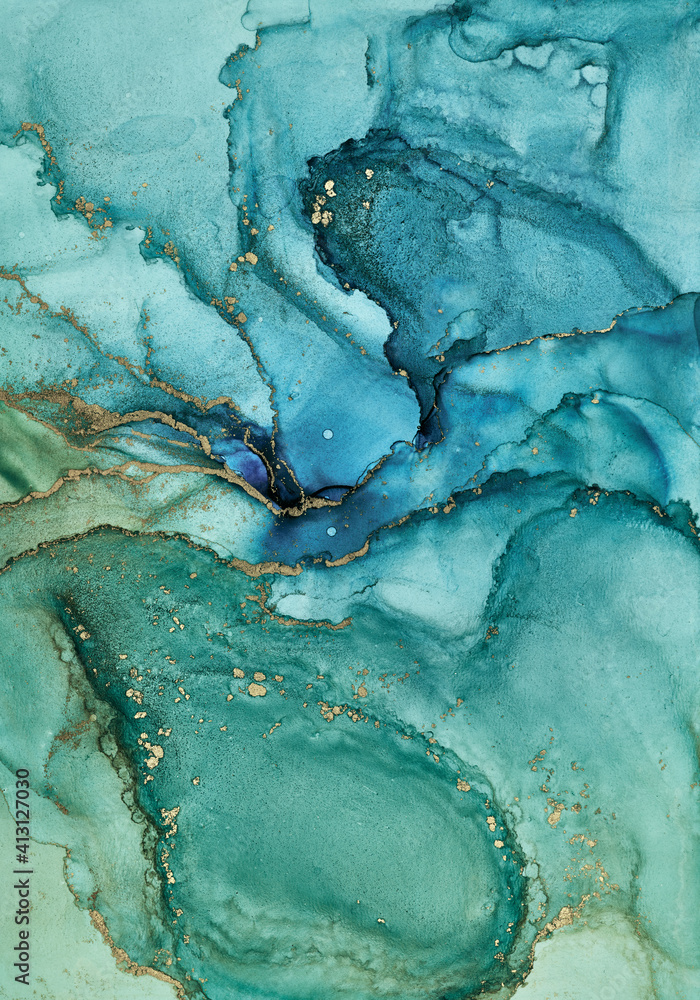 Fototapeta Alcohol ink art.Mixing liquid paints. Modern, abstract colorful background, wallpaper. Marble texture.Translucent colors