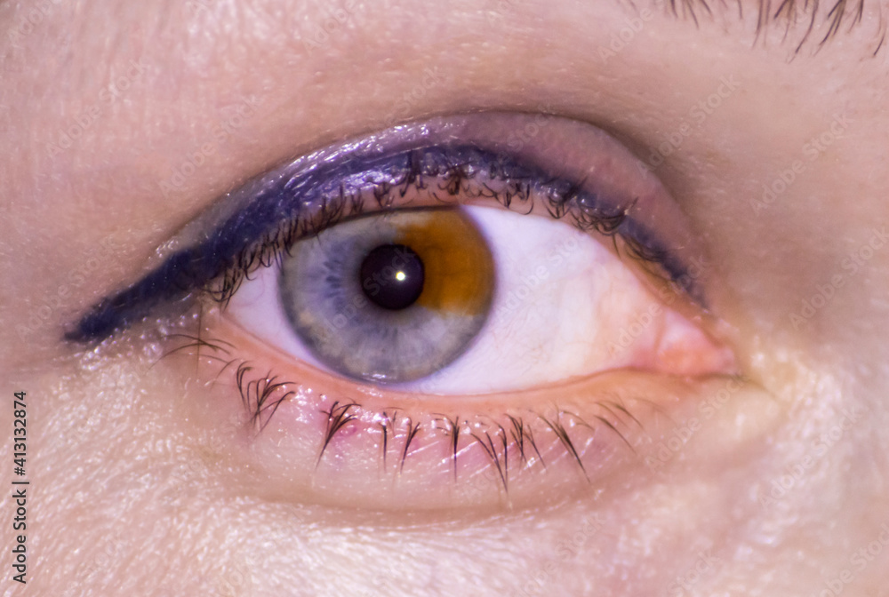 two-tone gray and brown unusual female eye close-up two-tone gray and brown unusual female eye close-up