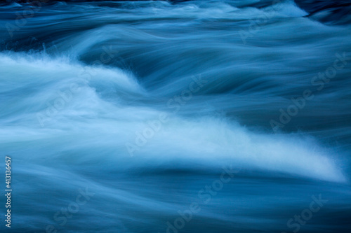 Closeup of whitewater rapids in the Farmington River, Simsbury, Connecticut.