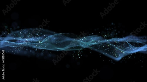 Blue Wavy Lines Flow Loop Motion Graphics Element or Background
 photo