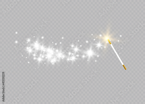 Magic wand with a stars on transparent background.