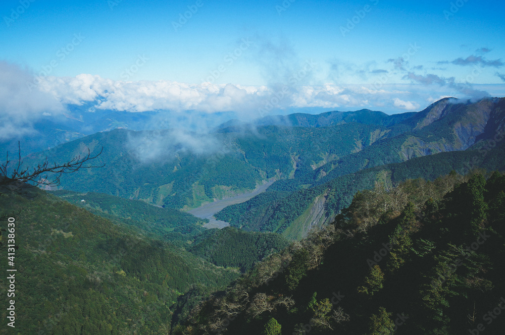 Standing at the height of Taipingshan with a panoramic view in Taiwan Standing at the height of Taipingshan with a panoramic view in Taiwan