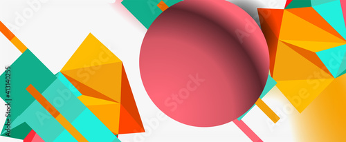 Trendy 3d geometric composition, design template for business or technology presentation, internet poster or web brochure cover
