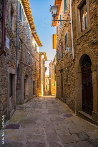 A street in the historic medieval village of Santa Fiora in Grosseto Province  Tuscany  Italy 