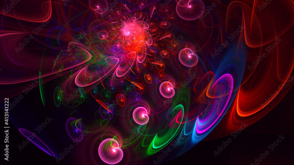 Naklejka premium 3D rendering abstract colorful fractal light background
