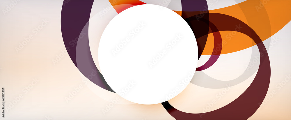 Fototapeta premium Ring geometric shapes, o letter repetition wallpaper. Abstract background for business or technology presentations, internet posters or web brochure covers