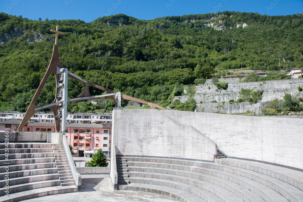 Chiesa Parrocchiale di Santa Maria Immacolata, Brutalist church of Longarone, Italy. 