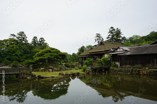 Japanese garden and Moat at Hikone castle in Shiga Prefecture, Japan - 彦根城 お堀 城壁 日本 滋賀 © Eric Akashi