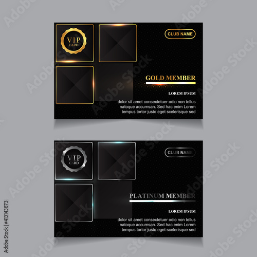 Vector VIP golden and platinum card. Black geometric pattern background with premium design. Luxury and elegant graphic template layout for vip member.