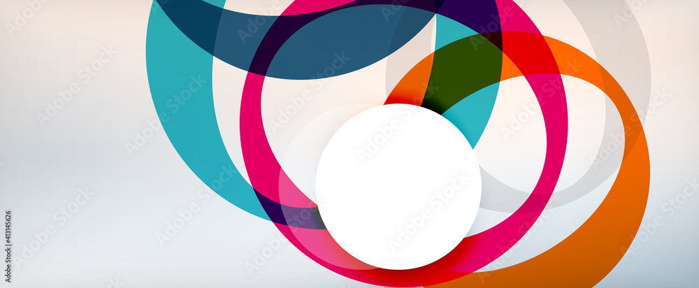 Fototapeta premium Ring geometric shapes, o letter repetition wallpaper. Abstract background for business or technology presentations, internet posters or web brochure covers