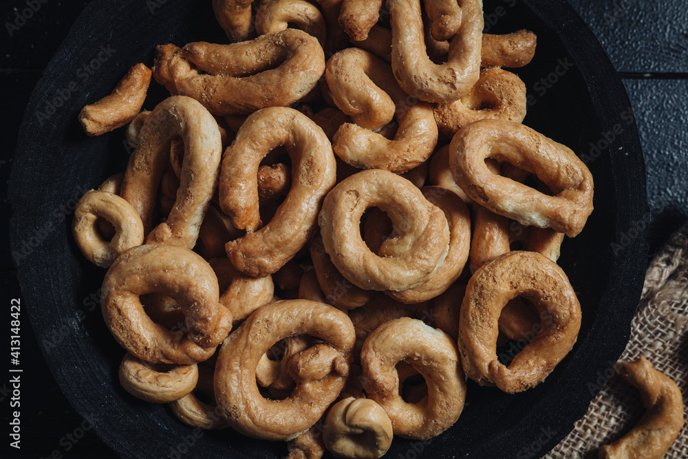 Crunchy traditional taralli snacks from Puglia Crunchy traditional taralli snacks from Puglia
