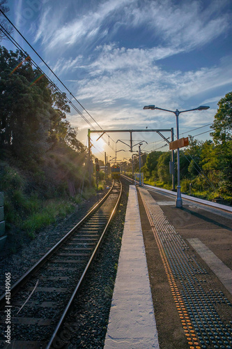 Photography Commuter Train fast moving through a Station in Sydney NSW Australia