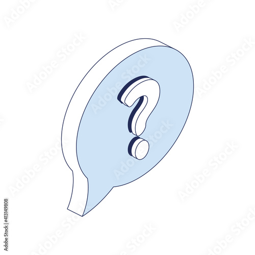 Question chat bubble. Vector 3d line isometric, color web icons, new flat style. Creative illustration, design idea for infographics.