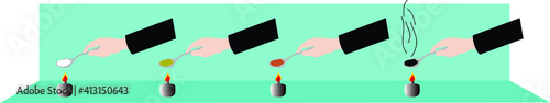 Vector Illustration of a Experiment for Education in School, Science Sugar and Heat Experiment for Students