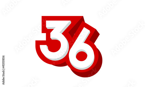 3D Number 35 Red Modern Cool Logo