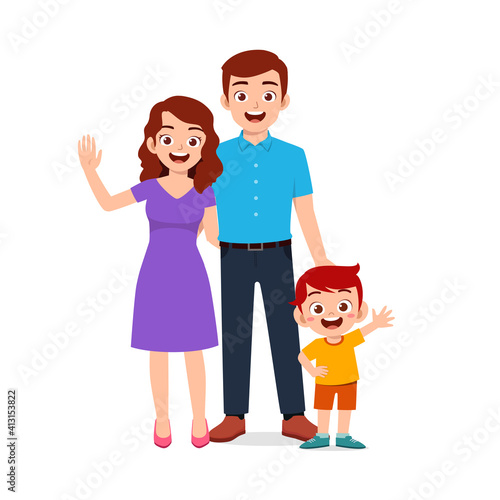 cute little boy with mom and dad together