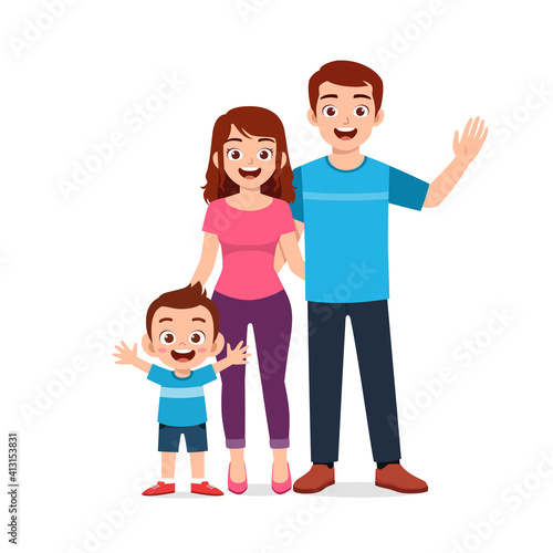cute little boy with mom and dad together