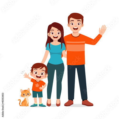 cute little boy with mom and dad together