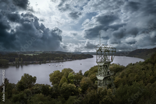 aerial view on the convey tower of Zeche Carl in Heisingen in Ruhrgebiet photo