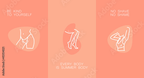 Beautiful woman body line art with an unshaven body, legs, armpits. Minimalist female curvy figure. Abstract female in lingerie. Minimalist line women bodies set. Hand drawn art. Fashion illustration