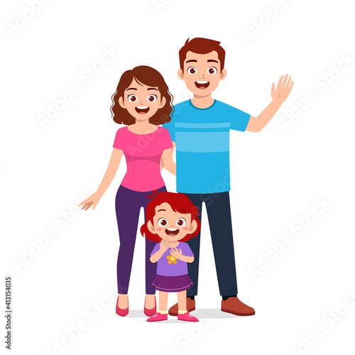 cute little girl with mom and dad together