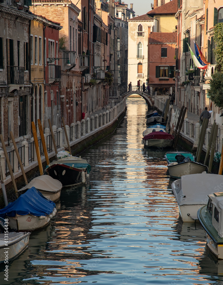 Quiet Venetian canal backwater with reflections 5226
