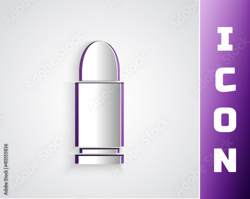 Paper cut Bullet icon isolated on grey background. Paper art style. Vector.