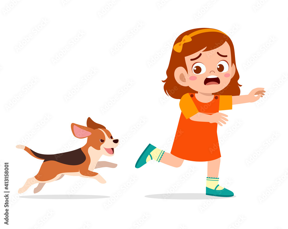 cute little girl scared because chased by bad dog cute little girl scared because chased by bad dog