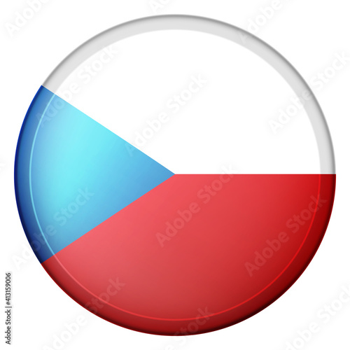 Glass light ball with flag of Czech Republic. Round sphere, template icon. national symbol. Glossy realistic ball, 3D abstract vector illustration highlighted on a white background. Big bubble.