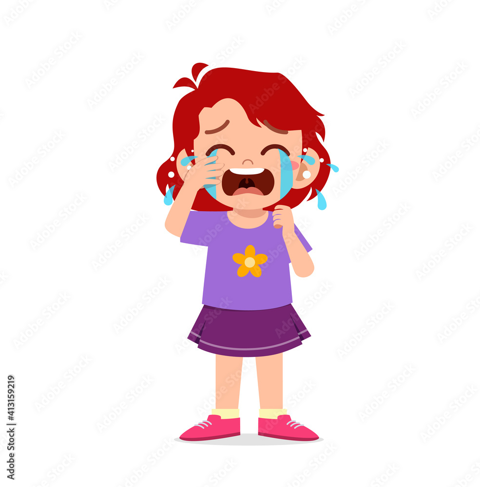 cute little girl with crying and tantrum expression