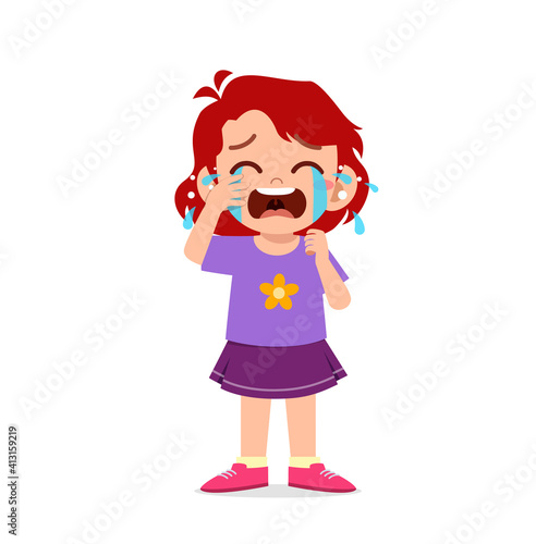 cute little girl with crying and tantrum expression