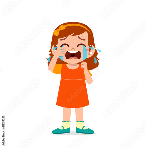 cute little girl with crying and tantrum expression