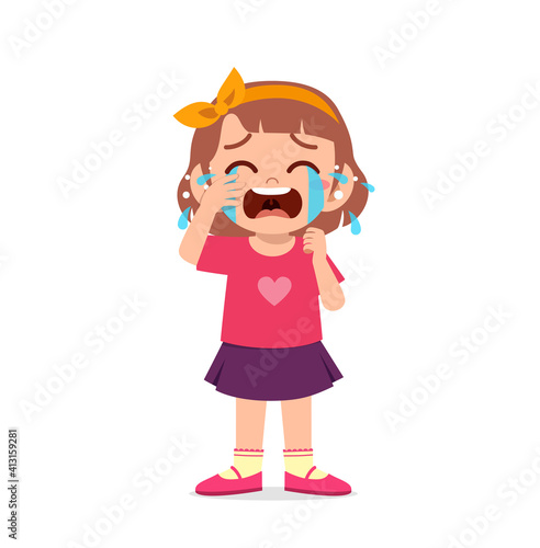 cute little girl with crying and tantrum expression