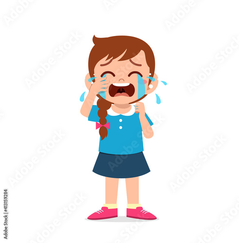 cute little girl with crying and tantrum expression