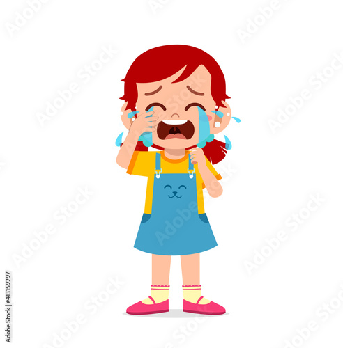cute little girl with crying and tantrum expression