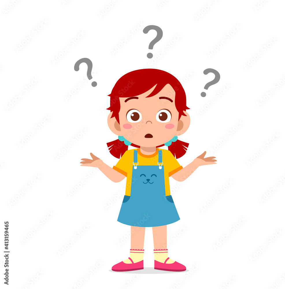 cute girl show confused expression with question mark cute girl show confused expression with question mark