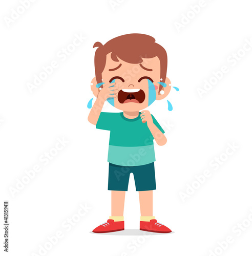 cute little boy with crying and tantrum expression