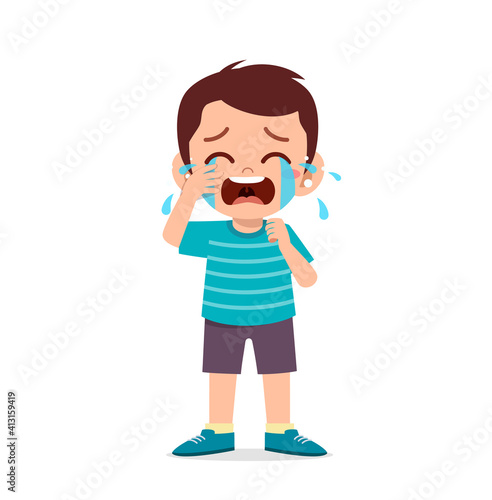cute little boy with crying and tantrum expression