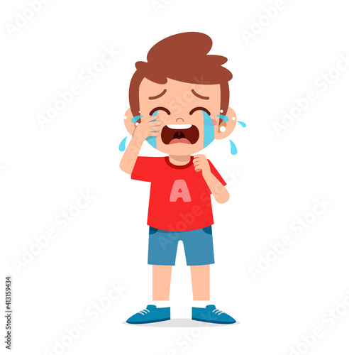 cute little boy with crying and tantrum expression