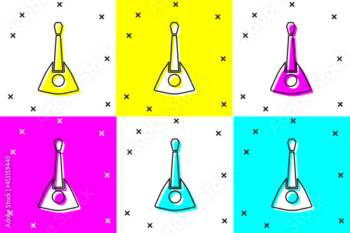 Set Musical instrument balalaika icon isolated on color background. Vector.