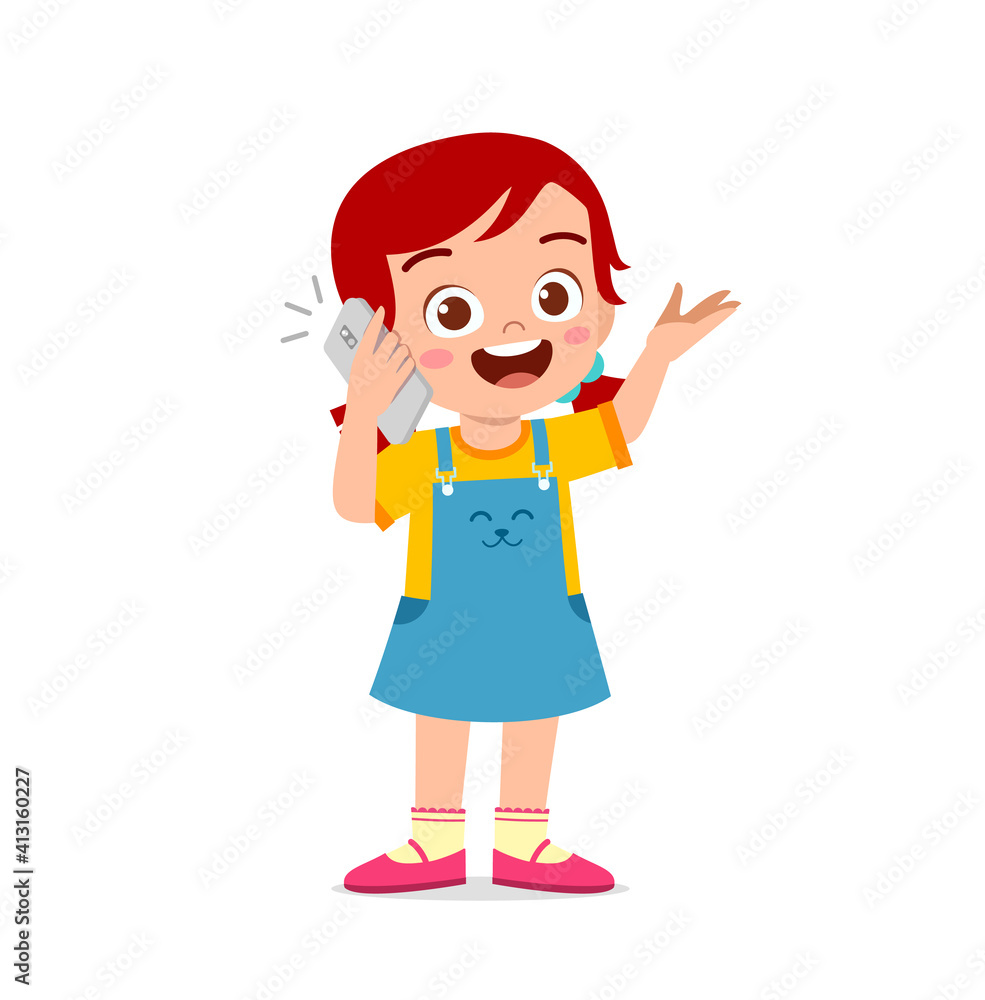 cute little girl talk using mobile phone cute little girl talk using mobile phone