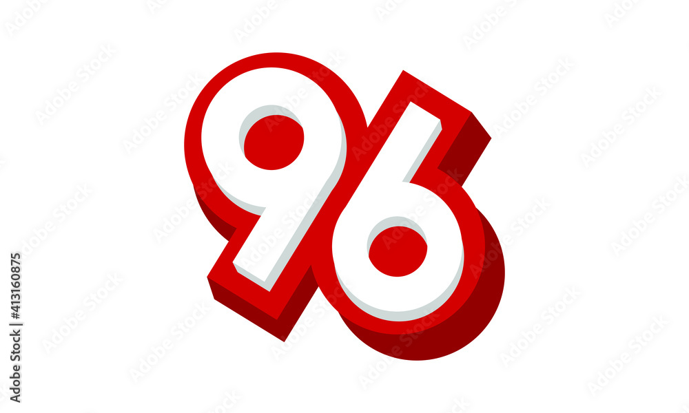 3D Number 96 Red Modern Cool Logo 3D Number 96 Red Modern Cool Logo