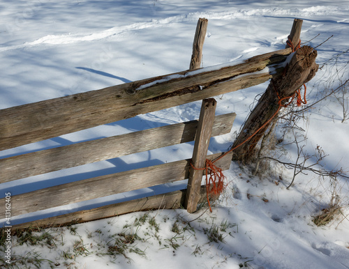 Old wooden gate. Winter. Snow. Uffelte Westerveld Drenthe Netherlands. photo