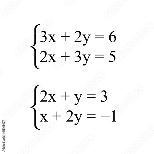Math system of linear equations or linear system, vector illustration