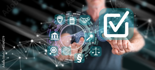 Man touching a validation concept