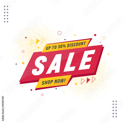 UP TO 30% Off For Sale Poster Design With Halftone Effect.