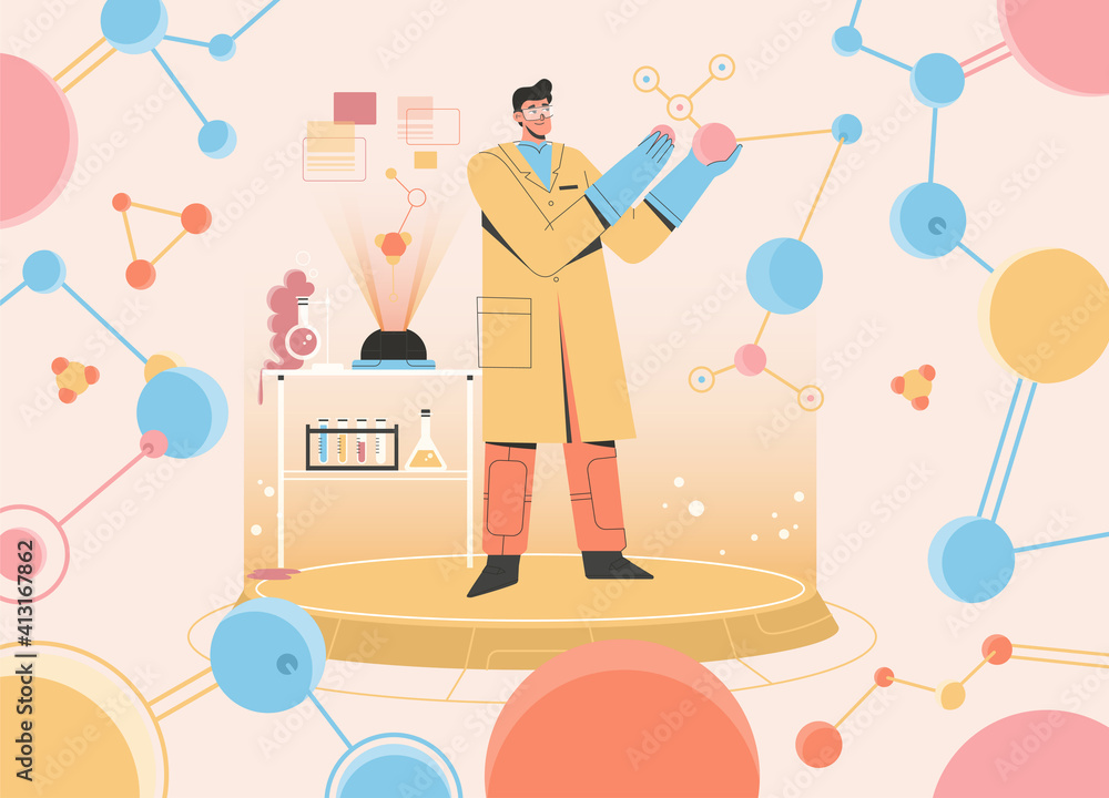 Scientist doing science experiment in laboratory Stock Vector | Adobe Stock