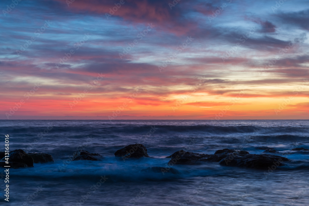 High cloud beautiful sunrise seascape