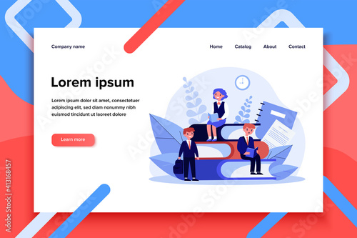 School students reading books. Schoolchildren studying at class flat vector illustration. Knowledge, learning, education concept for banner, website design or landing web page