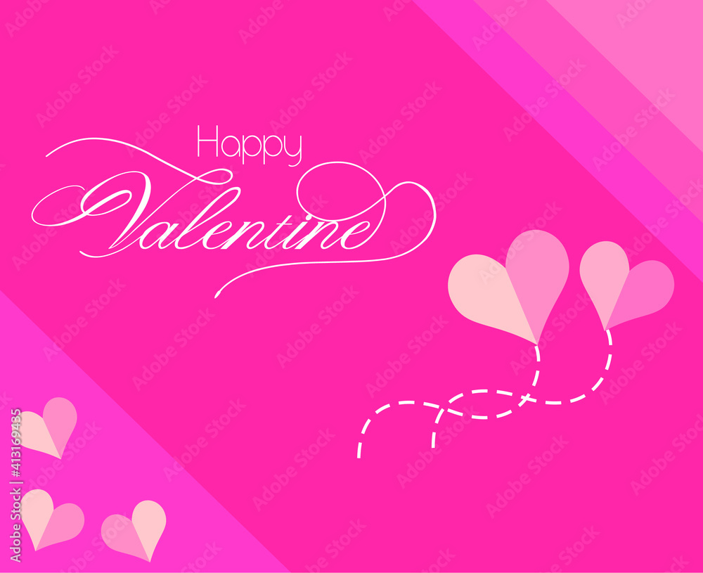 Valentine's day greeting card designs,. Flying heart shaped paper element on pink background. vector illustration. abstract background